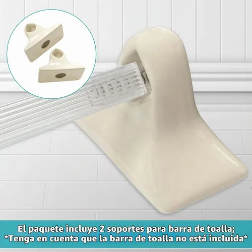 Vista 4 de Paquete de 2 soportes de toalla de cerámica almendra para baño