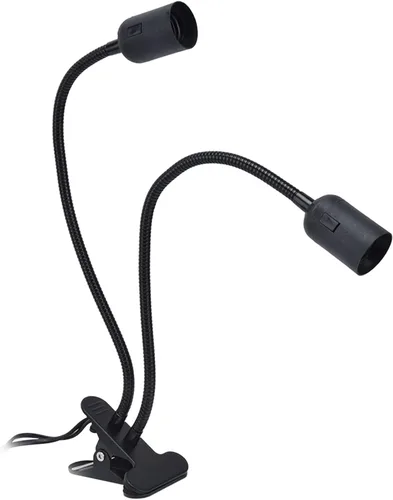 Vista 9 de Lámpara de escritorio LED de cuello de cisne con abrazadera, lámpara E27/E26, aluminio negro, brazo flexible de 20 pulgadas, luz portátil con clip