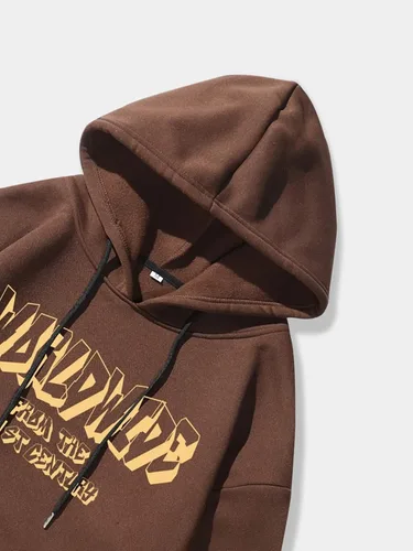 Vista 6 de COZYEASE Sudadera con capucha para hombre, de gran tamaño, con gráficos, de manga larga, con cordón, casual, a la moda