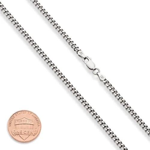 Vista 2 de Miabella Collar de cadena de eslabones cubanos de plata de ley 925 pesada italiana de 0.138 in, 0.197 in, 0.276 in para hombre, fabricado en Italia