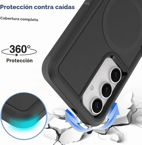 Vista 5 de Dionsibei Funda protectora diseñada para Samsung Galaxy S25 Plus, Galaxy S24 Plus, 2 en 1, grado militar, resistente, a prueba de golpes, para Negro