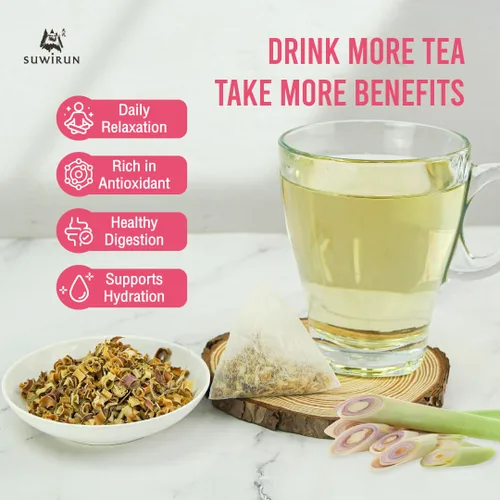 Vista 5 de Suwirun Té orgánico de citronela, 25 bolsas, producto de Tailandia, té de hierbas cítrico y refrescante, sin cafeína, sin calorías, alivia