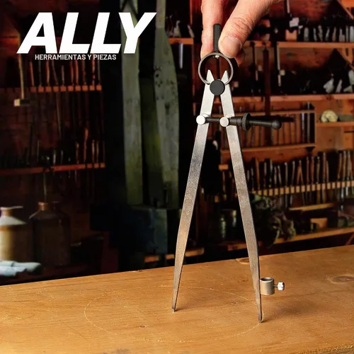 Vista 3 de ALLY Tools - Divisor de resorte de bloqueo de precisión de 8 pulgadas / brújula de carpintería con soporte para lápices, incluye dos lápices