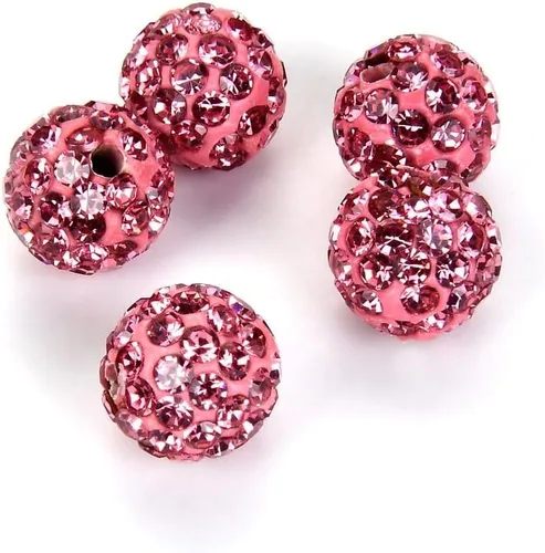 Vista 16 de 100 piezas Adabele Grado A Cuentas sueltas con cristal de 10 mm, diseño de atrapasueños con diamantes de imitación, bola de discoteca de arcilla