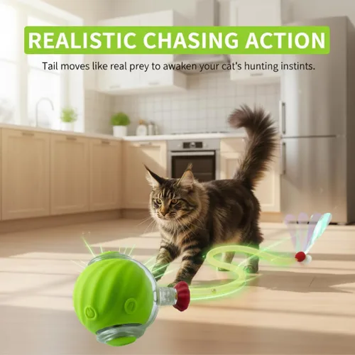 Vista 6 de Juguetes para gatos de interior – Juguete interactivo automático para gatitos con cola de bola rápida como estimulación mental de mascotas – Gatitos