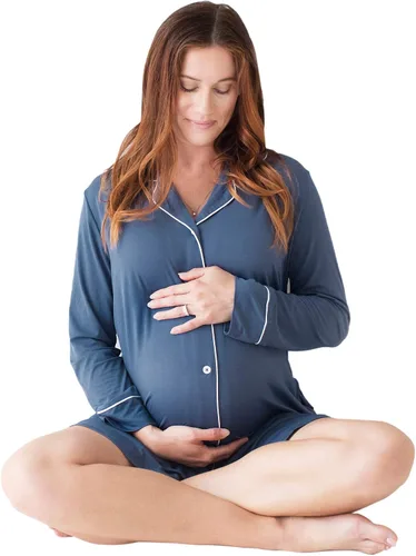 Vista 3 de Kindred Bravely Camisón de lactancia con botones Clea Camisón de maternidad de manga larga