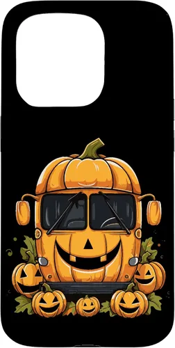 Vista 14 de iPhone 16 School Bus Pumpkin Halloween Driver Pumpkins Ride Spooky Fun Case