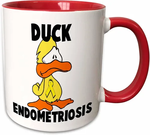 Vista 10 de 3dRose Duck Endometriosis Awareness Ribbon Cause Design 15oz Two-Tone Black Mug