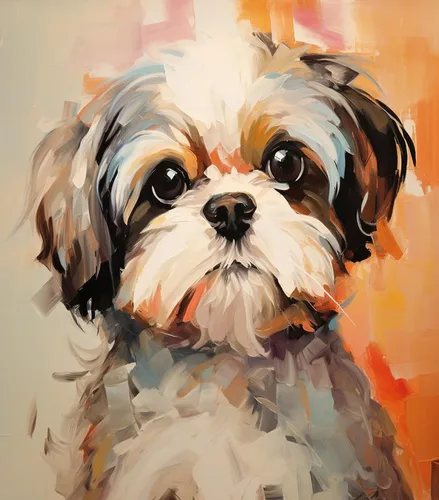 Vista 13 de ZMHZMY Kit de pintura al óleo para principiantes, pintura digital para perros Shih Tzu, por números, para adultos, principiantes, niños