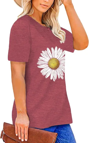 Vista 3 de Plus Size Tops Sunflower Shirts for Women Flower Graphic Tees Shirts Summer Inspirational Tshirt