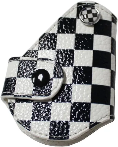 Vista 4 de iJDMTOY Funda para llavero con diseño a cuadros y negro y blanco compatible con Mini Cooper R55 R56 R57 R58 R59 R60 R61 F55 F56