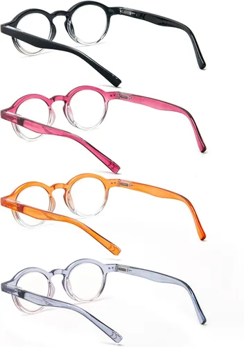 Vista 7 de 4 unidades de gafas de lectura pequeñas y redondas, cómodas, con marcos coloridos y elegantes para mujeres