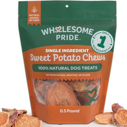 Vista 12 de Wholesome Pride Sweet Potato Fries Healthy Dog Treats, 1 Ingredient, 8 oz Sin conservantes, 100% batata, suavemente deshidratado, apoya