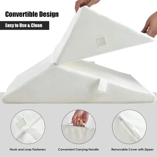 Vista 4 de KOMFOTT Almohada de cuña para cama con parte superior de espuma viscoelástica, triángulo para el cuello, reposapiernas, cojín de apoyo