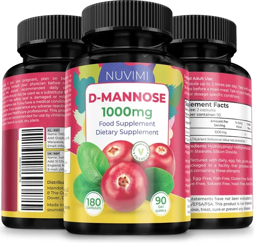 Vista 6 de D Manosa 120 cápsulas - 1000 mg por dosis - Suplemento dietético ayuda a promover la salud del tracto urinario - Defensa natural vegana