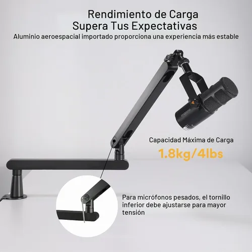 Vista 7 de MAONO Micrófono dinámico PD200X con brazo de brazo BA92 para podcast, estudio, transmisión, grabación, voz