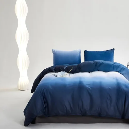 Vista 9 de Houseri Juego de funda de edredón de tamaño individual a cuadros azul claro y blanco para niños, juego de cama azul bebé para niños y niñas, juego