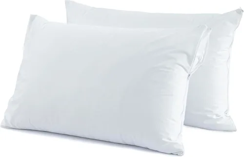 Vista 4 de Dreamology - Paquete de 2 protectores de almohada impermeables, estándar, a prueba de chinches de cama, cremallera Pillow Protectors with Zipper