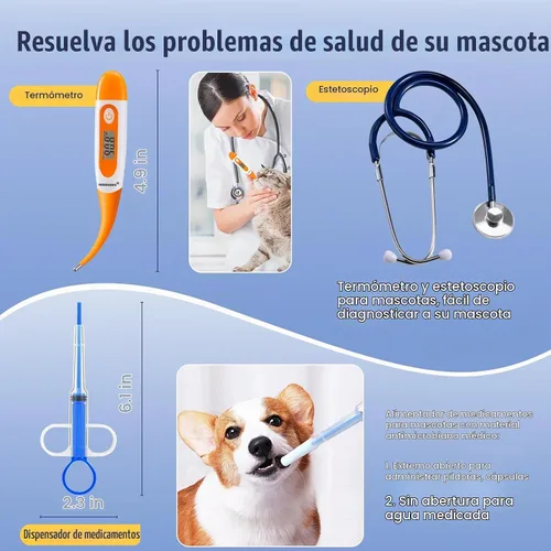 Vista 4 de REDDOUDOU Kit de parto de cachorro gatito, kit de parto con biberón de alimentación, estetoscopio, tijeras, abrazaderas de cable, aspirador, etc.