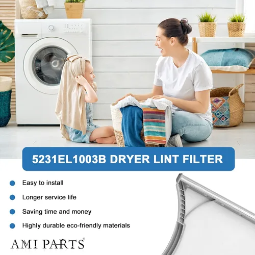 Vista 4 de AMI PARTS 5231EL1003B Filtro de pelusa para secadora compatible con pantalla de pelusa de ventilación de secadora Lg Reemplazar el filtro de pelusa