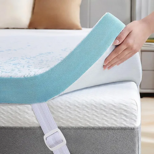 Vista 18 de OhGeni Cubrecolchón de espuma viscoelástica individual XL de 2 pulgadas con funda, funda de cama suave con base antideslizante, mejorado con gel