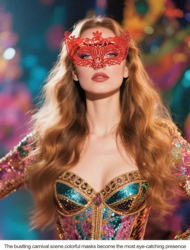 Vista 5 de Yalice Máscara veneciana para mascarada, para mujer, para fiesta, para ojos, accesorios para disfraz Rojo