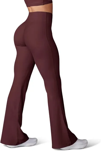 Vista 127 de HEGALY Pantalones de yoga acampanados para mujer, leggings cruzados, suaves, de cintura alta, pantalones casuales de entrenamiento con corte de bota