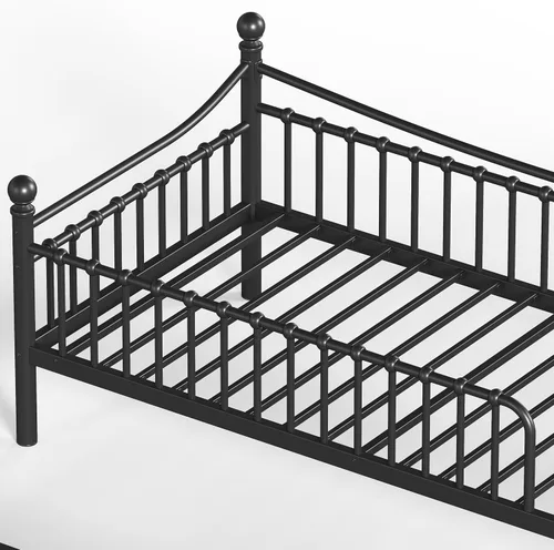 Vista 8 de Bellemave Litera individual XL sobre individual XL, litera de metal con escalera y barandilla para niños, adultos, se puede dividir, color negro