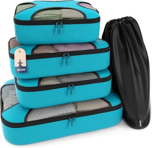 Vista 29 de Shacke Juego de 5 cubos de embalaje para viajes con bolsa de lavandería Juego de 5 - Air Black