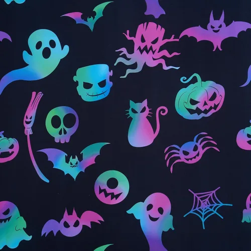 Vista 4 de Menghomeus Juego de ropa de cama de Halloween, tamaño King, color negro, juego de funda de edredón con diseño de calabaza y fantasma de dibujos