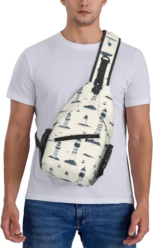 Vista 7 de Small Crossbody Bags for Women Men - Vintage Lighthouse Anchor Print Adjustable Shoulder Bag Fanny Packs Belt Sling Bag Crossbody Purses Backpack