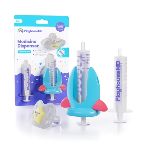 Vista 9 de Dispensador de medicina Playhouse MD, Rocket - Jeringa de medicación líquida para recién nacidos, bebés, niños pequeños y niños de preescolar - Kit