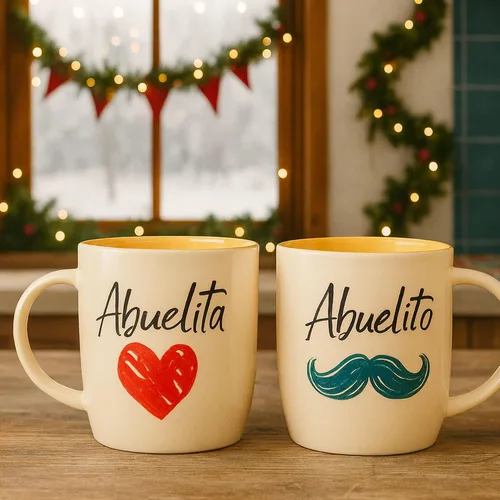 Vista 2 de Triple Gifffted Regalos para abuelos, tazas de café La Mejor Abuela y Abuelo en español, Latino Best Grandma and Grandpa, Regalo Dia Abuelita