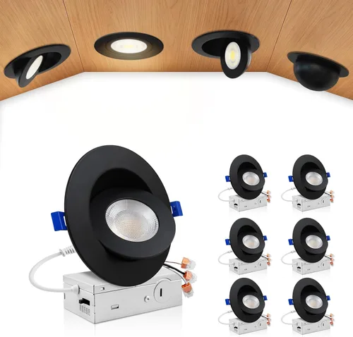 Vista 34 de zouzai Mini luz LED de cardán ajustable de 2 pulgadas, 5CCT seleccionable, rotación de 360° e inclinación de 90° para iluminación precisa Blanco