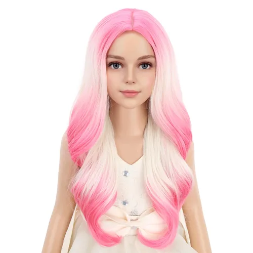 Vista 52 de PATTNIUM Peluca larga y ondulada rubia oscura para niños y niñas, peluca Rubio ceniza