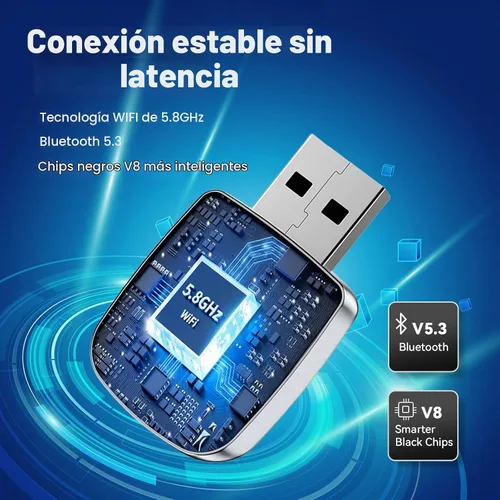 Vista 7 de Adaptador Inalámbrico CarPlay 2026 Mejorado para iPhone, 2 en 1 para Apple CarPlay y Android Auto, Convierte Cableado a Inalámbrico, Plug & Play