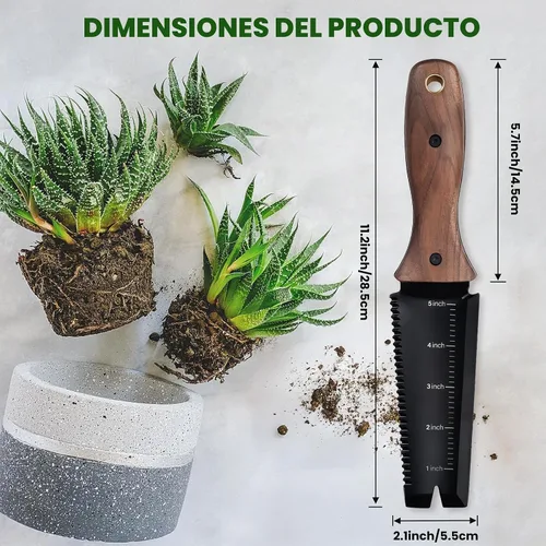 Vista 2 de PERWIN Hori Hori - Cuchillo de jardín, herramientas de jardín con funda, hoja de acero inoxidable de 6 pulgadas con borde de corte, mango ergonómico