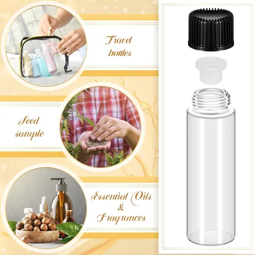 Vista 6 de Lallisa - 200 frascos de vidrio de 0.2 fl oz con tapas de rosca, botellas de vidrio pequeñas a prueba de fugas a granel, mini viales de muestra