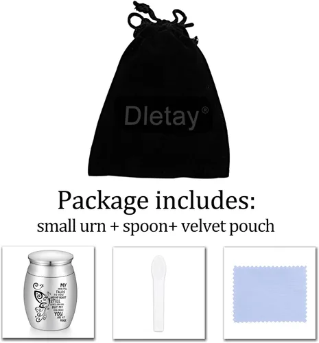 Vista 7 de Dletay Urnas pequeñas para cenizas humanas, recuerdo de 1.6 pulgadas, de acero inoxidable, mini urna conmemorativa de mariposa para mujeres y hombres