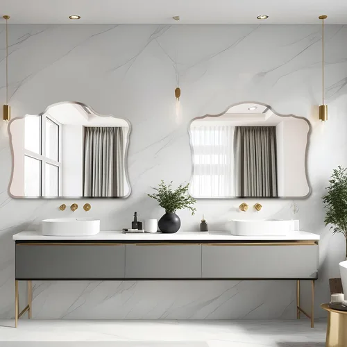 Vista 4 de QDSSDECO Espejo de pared de nube biselada para decoración de pared, espejo de tocador de lujo para sala de estar, baño, entrada, pasillo, 22 x 28