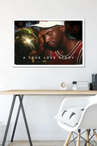 Vista 39 de Michael Jordan - Póster de pared A True Love Story, 22.4 pulgadas de largo x 14.7 pulgadas de ancho, versión enmarcada de madera de granero