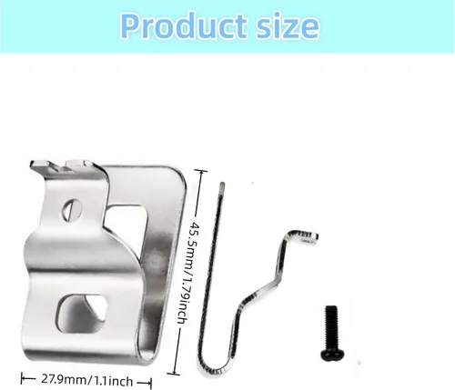 Vista 2 de (10 unidades) Clips de cinturón para dewelt, gancho de acero inoxidable 304 con tornillos para cinturón dewelt N268241 N086039, compatible
