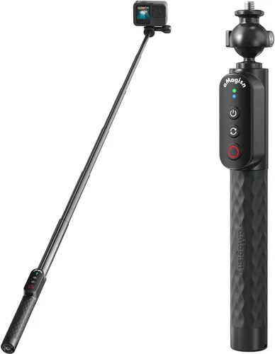 Vista 11 de Control remoto Selfie Stick recargable impermeable 39.4 in estirable compatible con cámara de acción Insta360/Gopro y iOS Android Smartphone