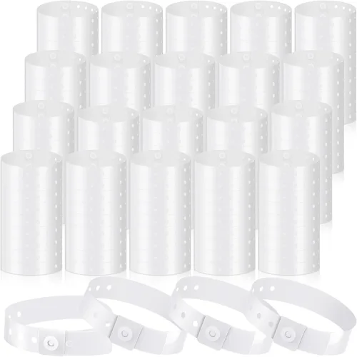 Vista 26 de 600 pulseras de plástico para eventos, vinilo, colores surtidos Adjustable Snap, Bulk Waterproof Neon Colored Arm Bands, For Admission Pools