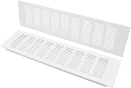 Vista 10 de 2 fundas para ventilación de aire, rejilla de ventilación de aleación de aluminio blanca rectangular, cubierta de rejilla de metal para armario