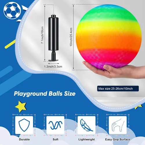 Vista 2 de Hanaive 6 pelotas inflables de goma de 10 pulgadas con bomba y bolsa de almacenamiento, Kickball hinchable para adultos, deportes al aire libre