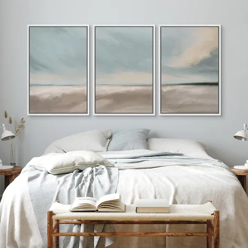 Vista 343 de wall26 Lienzo enmarcado para pared, juego de arte de acuarela pastel, paisaje rural, ilustraciones con formas abstractas, arte moderno, decorativo