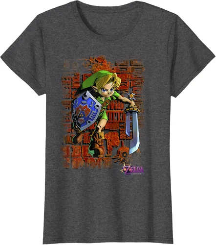 Vista 4 de Legend of Zelda Majoras Mask Link Action Retrato Camiseta Negro