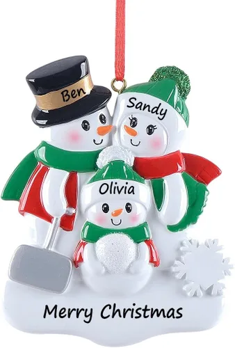 Vista 9 de Adorno familiar personalizado 2025, adornos familiares únicos, pala de muñeco de nieve, decoración de fiesta, adornos de Navidad de pareja de muñeco