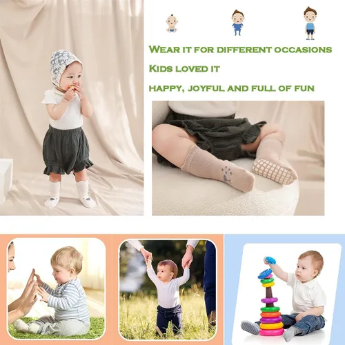 Vista 5 de Calcetines de algodón antideslizantes para bebés y niñas, 8 pares